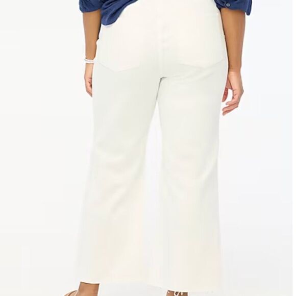 J. crew Factory Wide-leg crop jean stretch in seashell white NWT - Picture 3 of 16